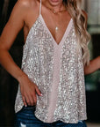 Ladies Sparkly Sequins V Neck  Women's Tops