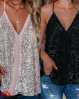 Ladies Sparkly Sequins V Neck  Women's Tops