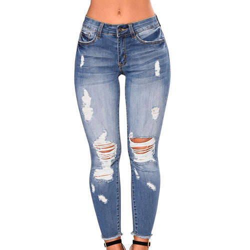 High Waist Pants Women Slim Stretch Denim Jean