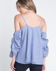 Women's Cold Shoulder Checkered Top