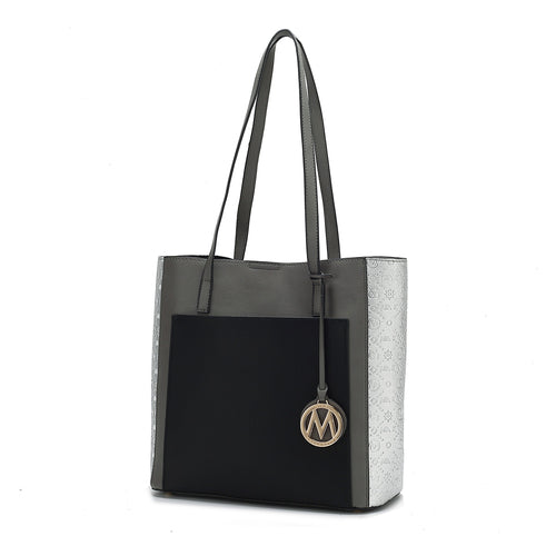 Leah Vegan Leather color-block Women Tote Bag by Mia K