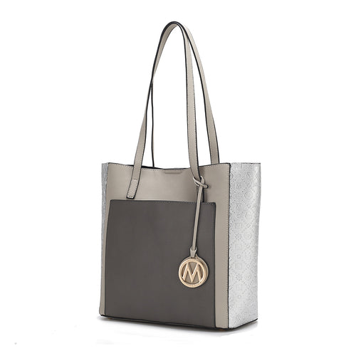 Leah Vegan Leather color-block Women Tote Bag by Mia K