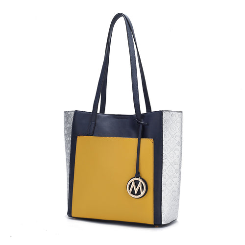 Leah Vegan Leather color-block Women Tote Bag by Mia K