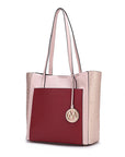 Leah Vegan Leather color-block Women Tote Bag by Mia K