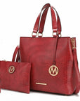 Beryl Snake embossed Vegan Leather Women Tote Bag with Wristlet