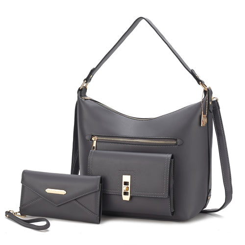 Clara Vegan Leather Women Shoulder Bag with Wristlet Wallet