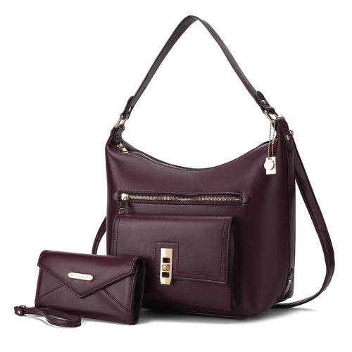 Clara Vegan Leather Women Shoulder Bag with Wristlet Wallet