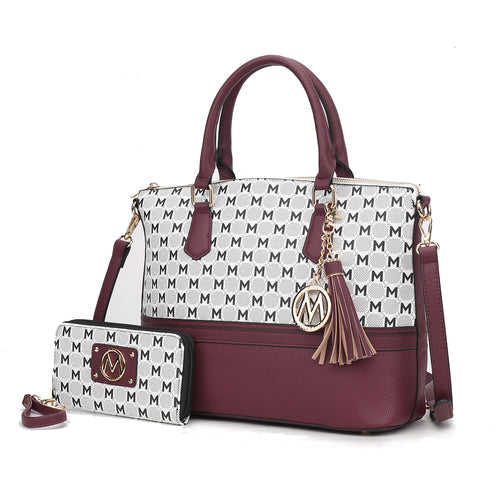 Saylor Circular M Emblem Print Women Tote Bag with matching Wristlet