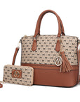 Saylor Circular M Emblem Print Women Tote Bag with matching Wristlet