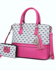 Saylor Circular M Emblem Print Women Tote Bag with matching Wristlet