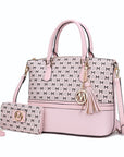 Saylor Circular M Emblem Print Women Tote Bag with matching Wristlet