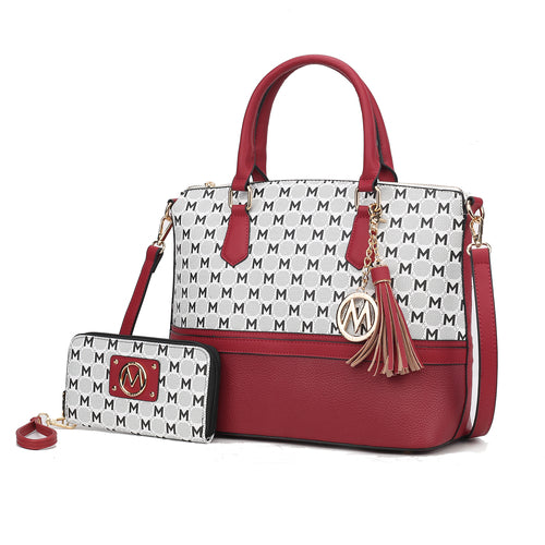 Saylor Circular M Emblem Print Women Tote Bag with matching Wristlet