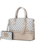 Saylor Circular M Emblem Print Women Tote Bag with matching Wristlet