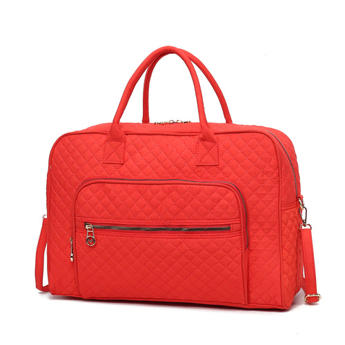 MKF Collection Jayla Solid Quilted Cotton Women Duffle Bag by Mia k