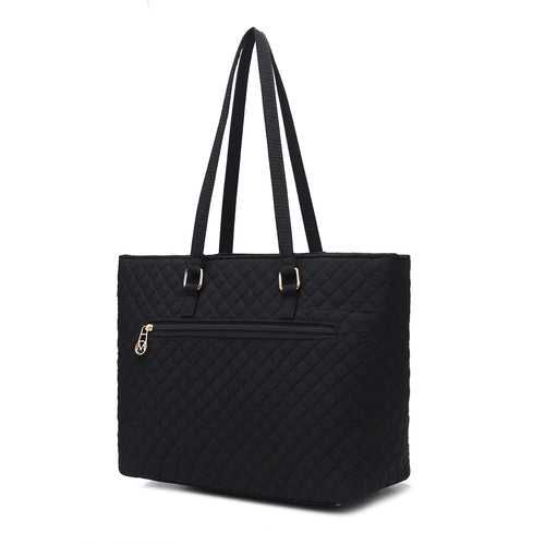 MKF Collection Hallie Solid Quilted Cotton Women Tote Bag by Mia k