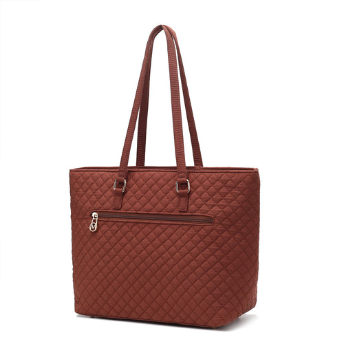 MKF Collection Hallie Solid Quilted Cotton Women Tote Bag by Mia k