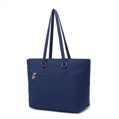 MKF Collection Hallie Solid Quilted Cotton Women Tote Bag by Mia k