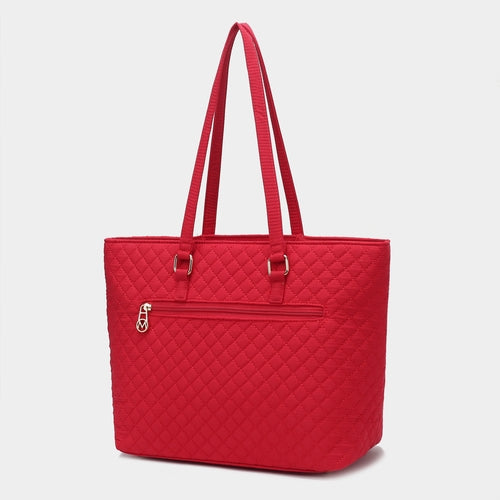 MKF Collection Hallie Solid Quilted Cotton Women Tote Bag by Mia k