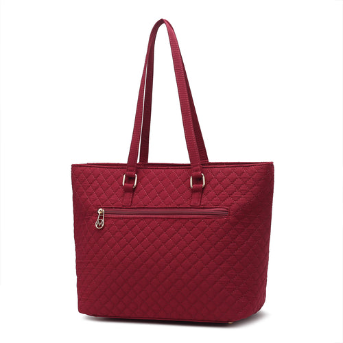 MKF Collection Hallie Solid Quilted Cotton Women Tote Bag by Mia k