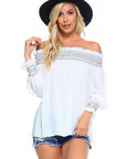 Women's Off Shoulder Stripe Smocked Elastic Top