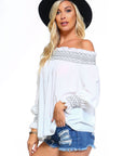 Women's Off Shoulder Stripe Smocked Elastic Top