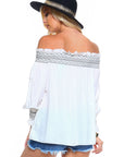 Women's Off Shoulder Stripe Smocked Elastic Top