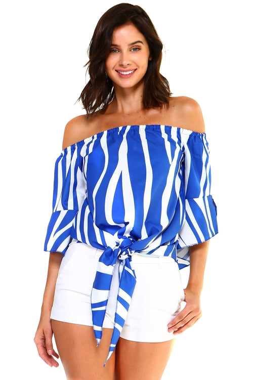 Women&#39;s Strapless Striped Bandage Tops