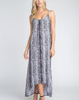 Women's Snakeskin Print Maxi Tank Dress