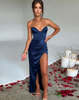 Elegant Strapless High Split Maxi Dress for Women