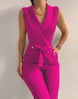 Lace-Up Sleeveless Wide Leg Pants Bodysuits Streetwear