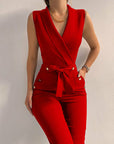 Lace-Up Sleeveless Wide Leg Pants Bodysuits Streetwear