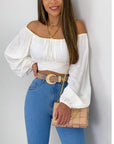 Lantern Sleeve Sexy Lace-up Sleeve Tops