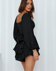 Lantern Sleeves Ruffled Short Pants Jumpsuit