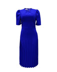 Short Sleeve Pleated Solid Color Plus Size Dress