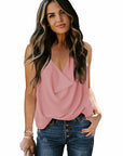 Loose V-neck Chiffon Tank Tops