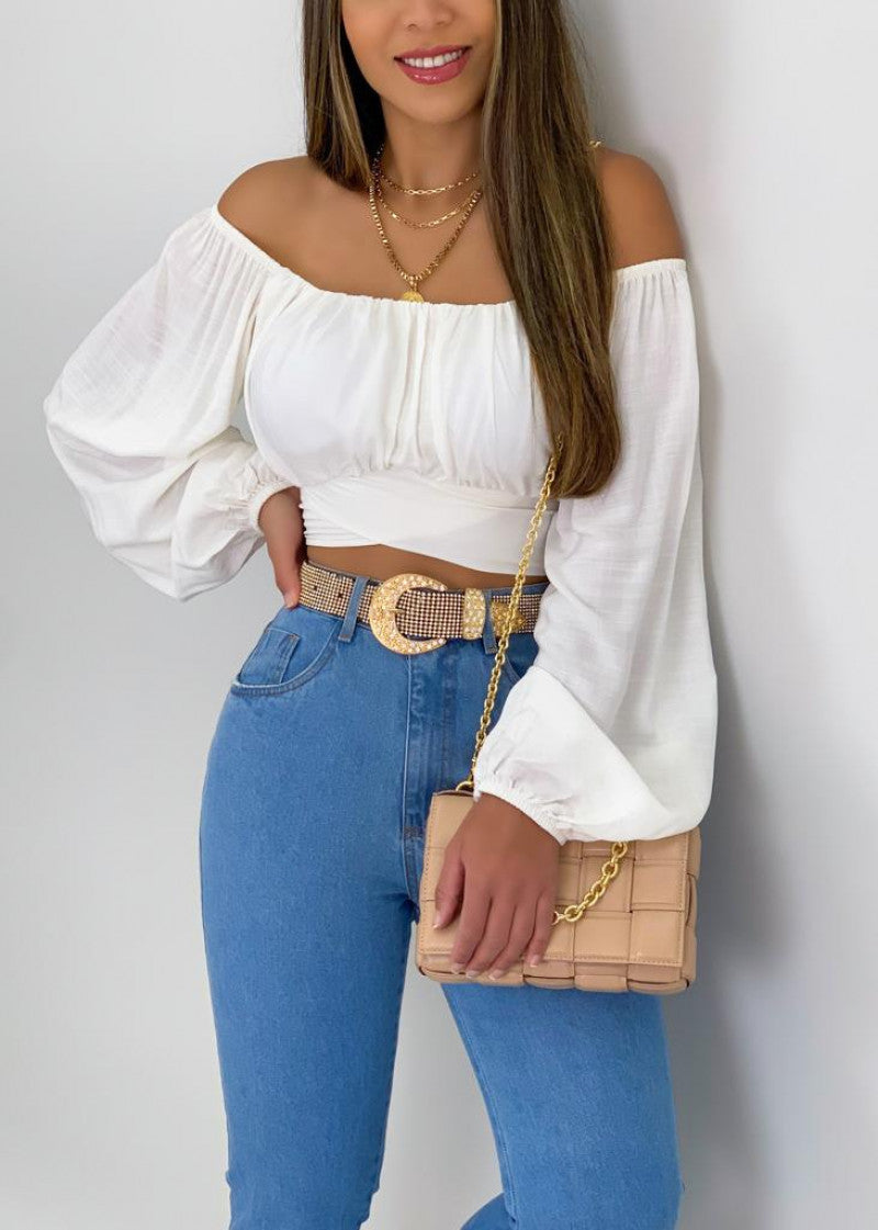 Lantern Sleeve Sexy Lace-up Sleeve Tops