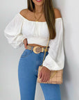 Lantern Sleeve Sexy Lace-up Sleeve Tops