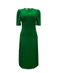 Short Sleeve Pleated Solid Color Plus Size Dress