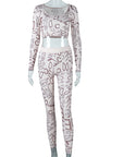 Round neck long sleeve and high waist lift hips Pants set.