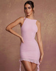 Sexy Backless Round Neck Sleeveless Short Dress