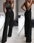 Black Sleeveless Studded Bandage Pants  Jumpsuit