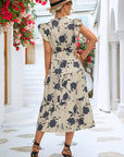 Floral Print Flounce Sleeve Dress