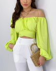 Lantern Sleeve Sexy Lace-up Sleeve Tops