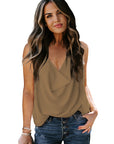 Loose V-neck Chiffon Tank Tops