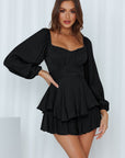 Lantern Sleeves Ruffled Short Pants Jumpsuit