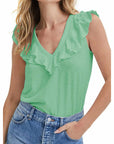 Loose V-neck Chiffon Tank Top