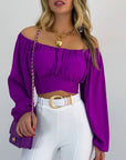 Lantern Sleeve Sexy Lace-up Sleeve Tops