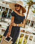 Off-Shoulder Short Sleeve Casual Waist-High Dress