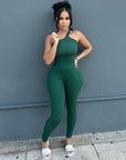 One Shoulder Strap Sporty Pants Jumpsuit