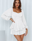 Lantern Sleeves Ruffled Short Pants Jumpsuit